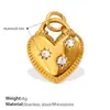 Estilo Europeo y Americano Lujo Ligero Versátil Multifacético Colgante en Forma de Candado Incrustado de Diamantes Acero Inoxidable Chapado en Oro de 18 Quilates Accesorios para Joyería DIY