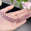 Ventas Directas de Fábrica, Superventas Transfronterizos Pulsera de Rubí con Piedra Principal de 3x4 Mm El Cristal es Transparente y el Rubí es Vibrante.