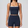 Conjunto Esportivo Estilo Europeu e Americano com Sensação de Pele, Conjunto Casual de Yoga com Costas Cruzadas, Conjunto Esportivo para Corrida e Yoga 6116