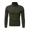 Camiseta de gola alta de manga comprida quente para outono e inverno, masculina, europeia e americana, de cor sólida versátil, base da moda, top moderno para jovens