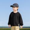 Valle del Viento 2025 Principios de Primavera Nueva Ropa Infantil Estilo Coreano Camiseta Distintiva con Agujeros para Niños Camiseta Básica de Algodón Versátil