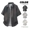 Camisa de Manga Corta Transpirable Estampado Digital de Lujo Ligero para Hombre Casual Holgada Superior Fina Solapa Talla Grande Camisa Moderna
