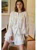 Camisa bordada con encaje danés en relieve para mujer, colección otoño 2026, diseño de nicho, top de manga larga estilo francés 1621 Siyuan