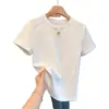Camiseta de Manga Corta de Algodón Estilo Coreano Espiga 210g 40 Count para Mujer, Hombro Normal, Color Sólido, Corte Delgado, Top Adelgazante, Verano 21
