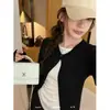 KAPOK Otoño Estilo Coreano Diseño Minimalista Versátil Ajuste Delgado Falso Dos Piezas Cárdigan Camiseta de Manga Larga 61063