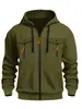 Sudadera con capucha para hombre de talla europea transfronteriza, otoño e invierno, multibolsillos, casual, moderna, con cremallera, sudadera con capucha, chaqueta deportiva casual