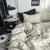 Juego de cuatro piezas de ropa de cama de 100 hilos, sábana bajera, funda de edredón de 2.0 m Funda de edredón doble, juego de tres piezas para cama