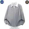 Sudadera con Capucha de Punto de Dos Piezas Falsas de Alta Calidad Marca NASA para Hombre Moda Otoñal Casual Holgada