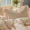 2026 Nueva Funda de Almohada de Algodón con Encaje de Doble Capa Estilo Coreano 48*74cm Funda de Almohada Una Pieza Época Primaveral
