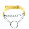 Moda Europea y Americana Transfronteriza Collar de Anillo de Cuero PU Cadena Punk Estilo Urbano Correa de Cuello con Anilla en O Joyería