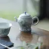 Bule de Chá de Bambu com Pedra Taihu Pintado à Mão das Dinastias Tang e Song, Conjunto de Chá de Porcelana Azul e Branca com Filtro de Furo de Bola, Bule Único de Lâmpada de Palácio Doméstica