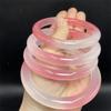 Pulseira de semente de gelo raiz de lótus cor rosa flor de pó de pêssego gelo através Vento de menina pulseira de jade metade branca metade rosa pulseira de jade atacado