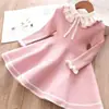 Amazon Vestido Largo Plisado de Manga Larga para Niñas Pequeñas Elástico Acanalado Fluido Línea A Oscilante Vestido de Fiesta Princesa