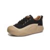 Zapatos de plataforma con cordones y punta redonda estilo británico, de una sola capa, de cuero genuino, combinables con todo, primavera 2024, zapatos casuales de cuña de cuero