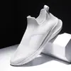 Sapatos Masculinos Transfronteiriços Primavera e Verão 2022 Slip-on Tênis Tecido Flyknit Masculino Esportivo Casual Tamanho Grande 46 Tamanho Sapatos Meia Elástica Masculino