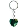 Llavero con forma de corazón de mármol, con borde dorado verde oscuro y hebilla, colgante de mochila con gema del tiempo, de gran venta transfronteriza.