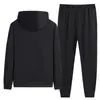 Conjunto de Cardigan com Capuz Masculino para Primavera e Outono Conjunto de Duas Peças Masculino para Esportes de Inverno Conjunto de Moletom e Calça de Moletom Solto Casual para Jovens e Meia-Idade