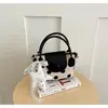Bolsa Feminina Estilo Coreano com Laço e Bolinhas, Bolsa Quadrada Pequena Artística, Bolsa de Bolinho Tendência, Bolsa Transversal Versátil para o Dia a Dia