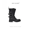Reino UnidoEm EstoqueBotas Longas Vintage para Aumentar a Altura com Fivela e Cadarço, Botas de Motociclista Estilo Street, Sapatos Martin de Sola Grossa