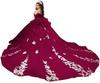 Vestido de Noiva de Renda Off-shoulder com Cauda Vestido de Festa de Aniversário Cerimônia Adulto Vestido de Princesa Vestido Floral Tridimensional