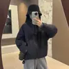 Jaqueta Quente de Algodão com Capuz para Mulheres no Outono e Inverno Novo Estilo Solto Simples Moda Design Casual Slim Acolchoada de Algodão