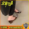 Sapatos de Salto Elegantes com Strass para o Início da Primavera Populares na Internet Francês 2024 Novo Preto Bico Quadrado Alta Qualidade Confortáveis Sapatos Mary Jane