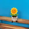 Plantas em vasos de plantas florais tricotadas à mão, flores artificiais de lã acabadas, girassóis tecidos à mão, buquês tecidos, tridimensionais e permanentes