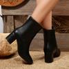 Amazon 2025 Novas Botas Femininas de Bico Fino Botas Zíper Lateral Botas Slim Botas Simples Tamanho Europeu Salto Grosso Moda Botas Curtas
