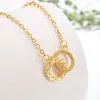 Nueva cadena para la clavícula de doble anillo de alta gama para mujer, diseño único, accesorio simple y elegante, joyería de cadena para la clavícula
