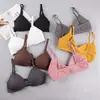 Ropa interior de tirante de hilo con cremallera en el pecho para niña estudiante, color caramelo, deportiva, sexy, sujetador, chaleco de belleza, top de tubo