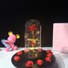 Pantalla de Cristal de Flor Eterna Regalo 520 Flor Rosa de Lámina de Oro Simulación Caja de Regalo Regalo de Cumpleaños Lámpara de Decoración Creativa