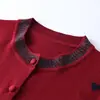 Cárdigan de Punto Rojo para Mujer en su Año Zodiacal, Navidad 2026 Otoño/Invierno Nuevo Estilo, Cuello Redondo, Mangas Largas, Bordado de Corazón, Top de Lana
