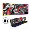 Mouse Pad Luminoso RGB Fluido Abstrato Teclado Gamer E-Sports Pad Espessado para Mesa de Escritório LED Colorido Tamanho Grande