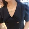 Pingente Fuzi Fivela Ping An Pingente de Jade Hetian Estilo Chinês Corrente para Clavícula Simples Retrô Elegante Colar para Clavícula para Mulheres