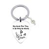 Llavero de acero inoxidable con púa de guitarra y música transfronteriza, colgante de pareja con nota de guitarra, regalo de San Valentín