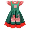 Vestido de Navidad de Manga Voladora para Niños de Venta Caliente Transfronteriza Vestido de Princesa con Estampado Digital 3D de Copo de Nieve Papá Noel para Mujer