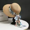 Sombrero de Paja Tejido de Ala Ancha para Protección Solar de Verano Transfronterizo Sombrero de Playa con Lazo para Vacaciones en la Costa Sombrero para el Sol para Mujeres
