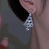 Pendientes de árbol de Navidad transfronterizos de Cafe Billion Jewelry, nuevos pendientes de gota de alta gama para mujer, pendientes finos con cara que combina con todo.