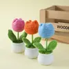 Flor de Lana Tejida a Mano y Ganchillo Girasoles y Tulipanes Plantas en Maceta para Oficina Fábrica de Origen Productos Terminados Venta al por Mayor Transfronteriza