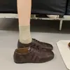 Mocasines Retro con Cordones para Mujer 2026 Otoño Nuevo Estilo Estilo Británico Zapatos Pequeños de Cuero Planos de Tacón Bajo Suela Suave Zapatos Individuales Zapatos Mary Jane