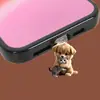 Colgante de Tapón de Polvo para Teléfono Acrílico 2D Popular de Gato y Perro Armonía Transfronteriza Adecuado para Apple/Tipo-C