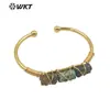 B615 pulsera de apertura ajustable con incrustaciones de gemas pequeñas cuadradas multicolor opcional para amantes accesorios de joyería artística