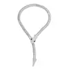 Estilo Punk Transfronterizo Europeo y Americano Collar Exagerado con Forma de Serpiente Magnético Incrustado con Diamantes Dorados Cadena de Hueso de Serpiente Moda Tendencia de Diamantes Completos Versátil