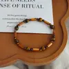 Pulsera de Abalorios Estilo Ins Retro Maillard Ojo de Tigre, Pulsera en Capas de Piedra Natural y Perla, Estilo Lujo Ligero