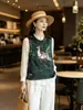 Nova roupa feminina estilo chinês: colete bordado e com contas antigo, nova coleção primavera/outono 2026, top sem mangas retrô
