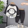 Traje de Terciopelo de Dibujos Animados para Bebé Otoño e Invierno Nuevo Sudadera de Terciopelo de Cuello Redondo Todo en Uno para Niños y Niñas Traje de Dos Piezas para Principios de Invierno