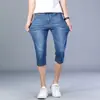 Shorts Jeans Masculino Verão Finos Calças de Cinco Pontos Moda Soltas Retas Elásticas Casuais Versáteis Calças Sociais
