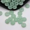 Serie de jade para decoración de uñas estilo chino: Hebilla de paz, jade verde lustroso con agujeros, decoración de uña de jade circular, adorno redondo de estilo chino
