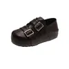 Zapatos de cuero de estilo coreano retro para mujer con diseño interior para aumentar la altura, detalle de hebilla, suela gruesa y estilo slip-on versátil para otoño de 2026