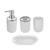 Conjunto de Higiene Pessoal para Bancada de Banheiro: Frasco de Loção, Porta-Escova de Dentes, Saboneteira, Escova Sanitária, Conjunto de Seis Peças de Alto Valor